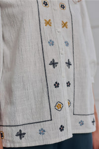 Seasalt Hope Cottage Embroidered Blouse in Simplicity Stripe Chalk Maritime