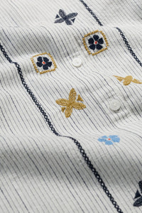Seasalt Hope Cottage Embroidered Blouse in Simplicity Stripe Chalk Maritime