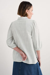 Seasalt Hope Cottage Embroidered Blouse in Simplicity Stripe Chalk Maritime