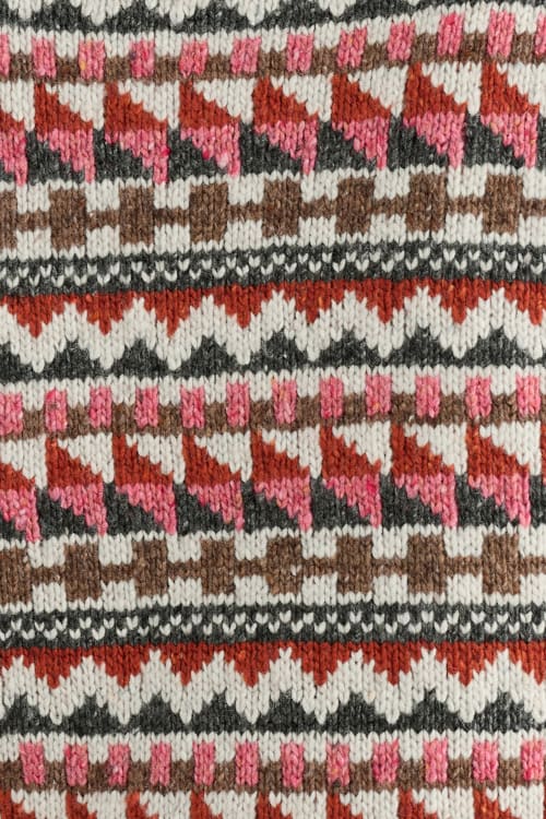Seasalt Dawson Pick Fair Isle Vest in Zig Zag Geo Aran Red Sail