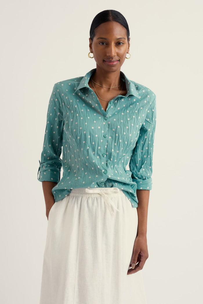 Seasalt Larissa Shirt in Little Sponge Spot Sardine