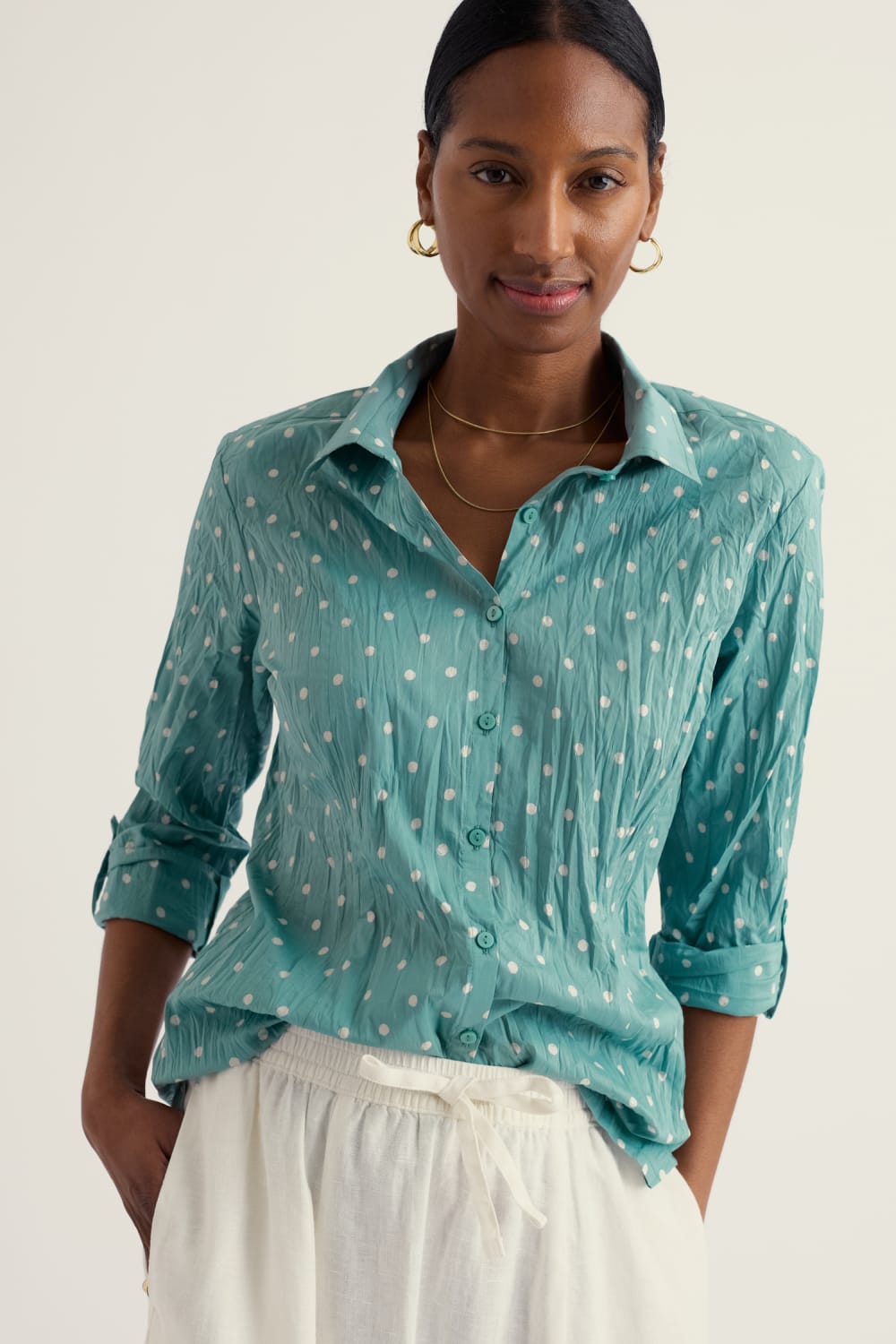 Seasalt Larissa Shirt in Little Sponge Spot Sardine