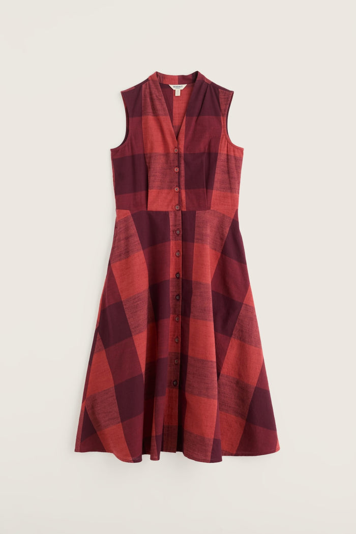Carved Wood Sleeveless Dress in Lavandin Umber