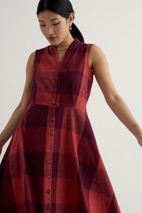 Carved Wood Sleeveless Dress in Lavandin Umber