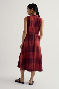 Carved Wood Sleeveless Dress in Lavandin Umber