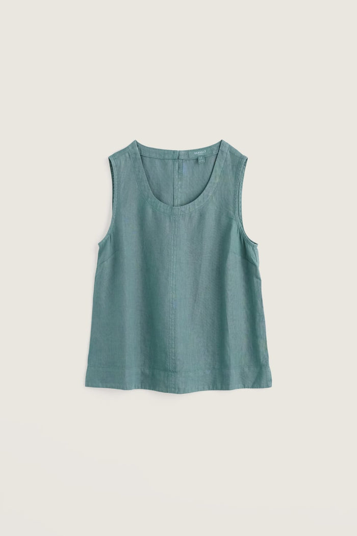 Lighthouse Station Linen Vest in Sardine
