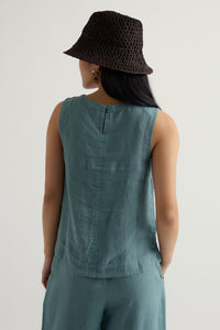 Lighthouse Station Linen Vest in Sardine