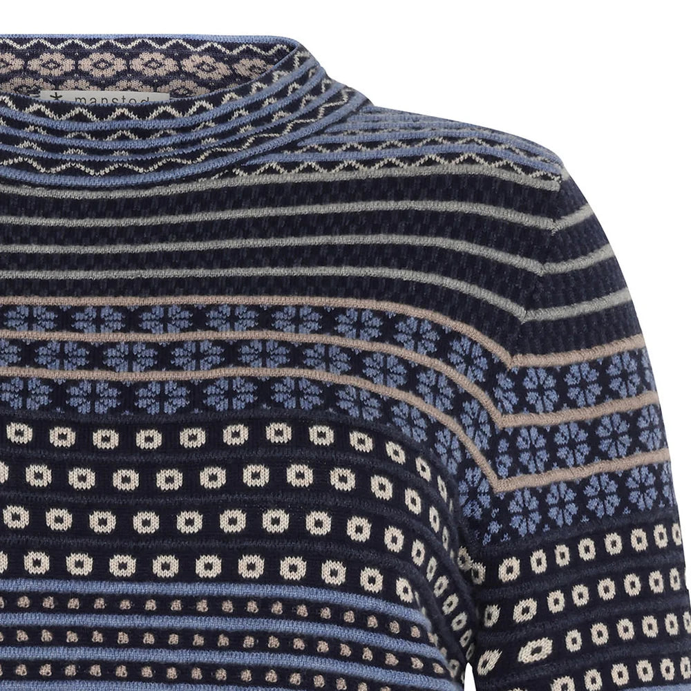 Mansted Beck M/C Maze Funnel Jumper in Navy or Oat