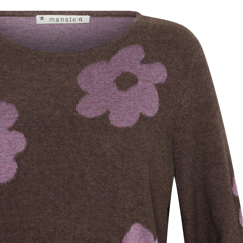 Mansted Bliss Eco Bloom Crew Jumper in Dark Brown