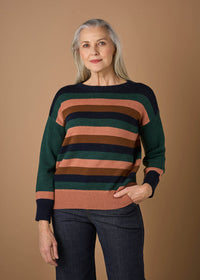 Uimi Clover Striped Jumper - merino wool - Hunter