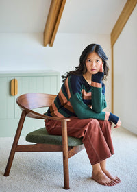 Uimi Clover Striped Jumper - merino wool - Hunter