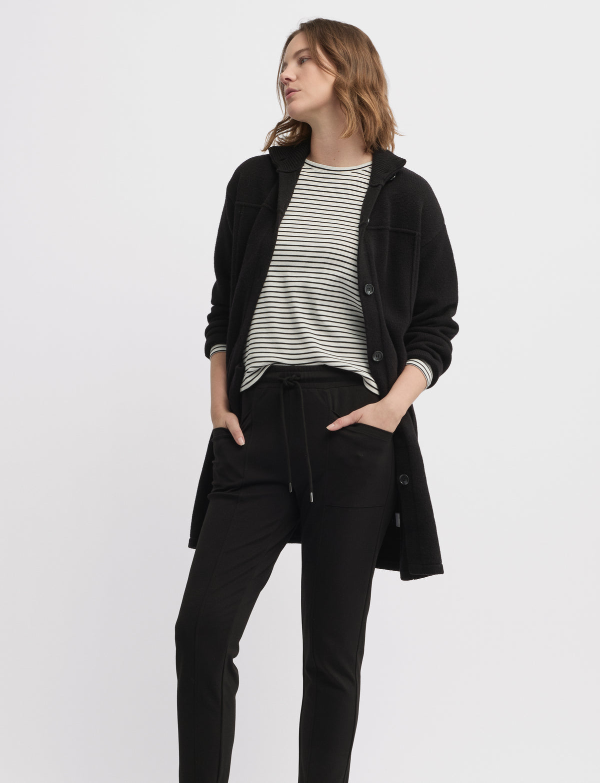 Yarra Trail Force Knit Coat in Black 6306