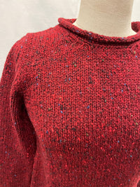 Ladies Fisherman Rolled Edge Jumper in Cranberry FSY66M