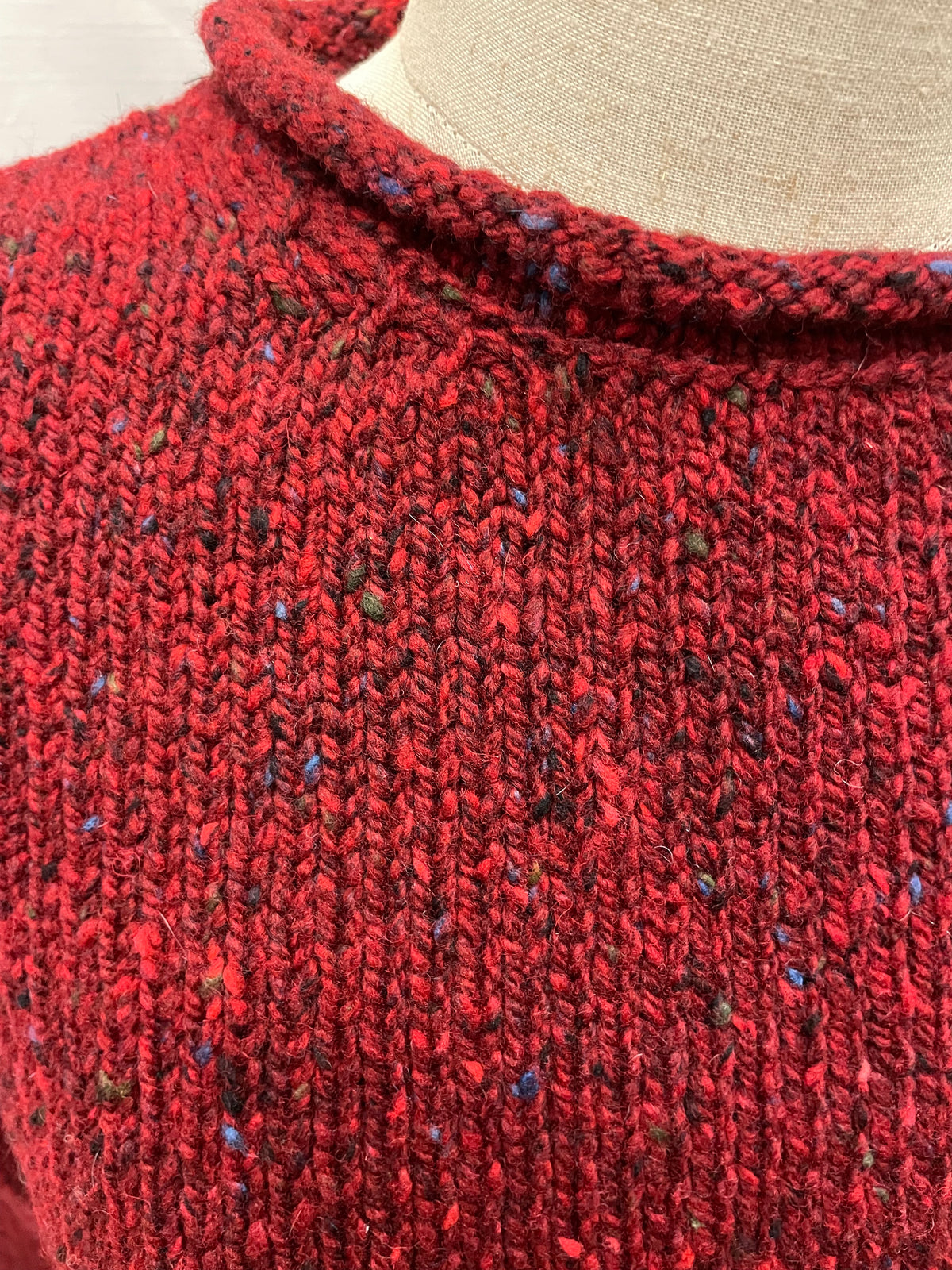 Ladies Fisherman Rolled Edge Jumper in Cranberry FSY66M