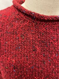 Ladies Fisherman Rolled Edge Jumper in Cranberry FSY66M