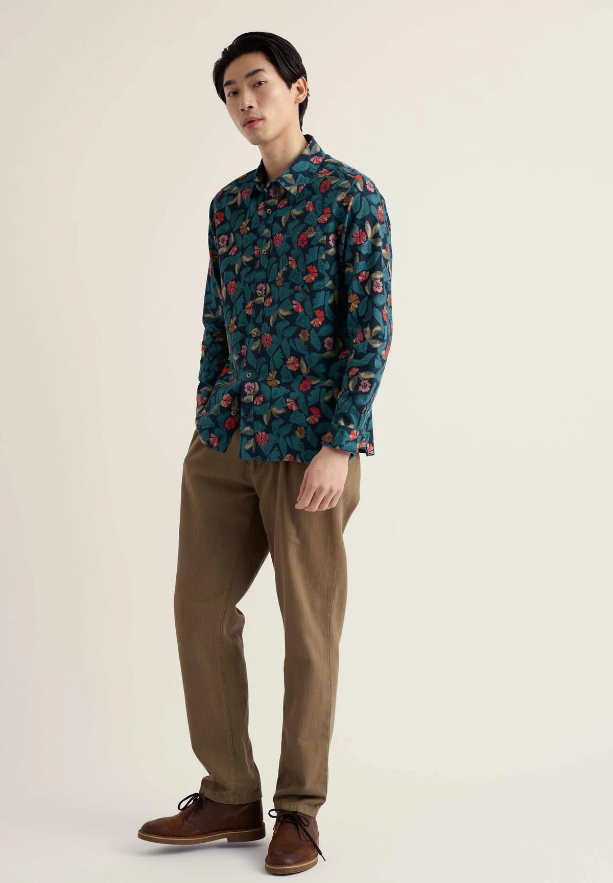 Men's Palores Short Sleeve Shirt in Dye Plant Abstract Maritime