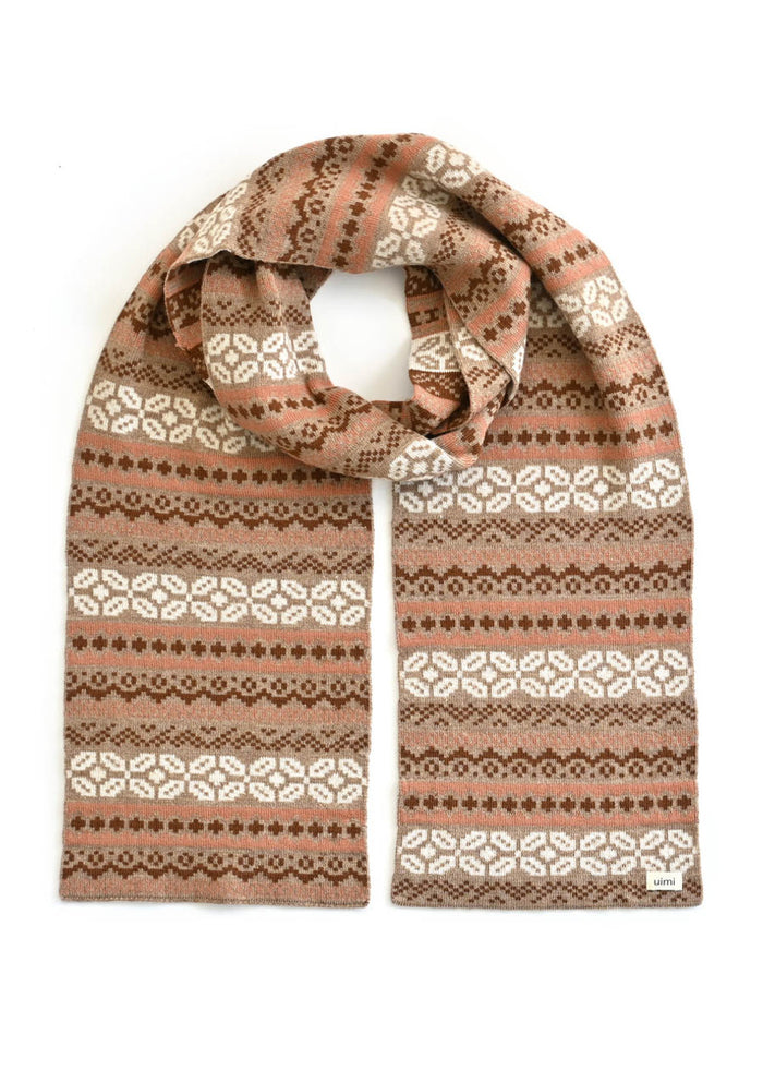 Uimi Dahlia Fair Isle Scarf in Cashew