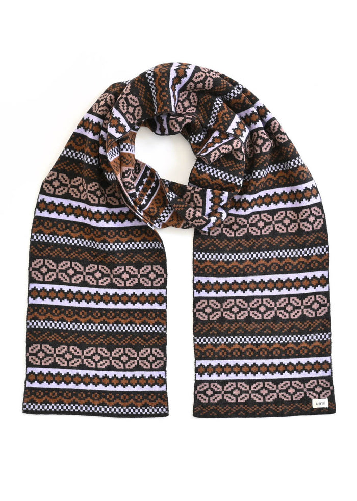 Uimi Dahlia Fair Isle Scarf in Liquorice
