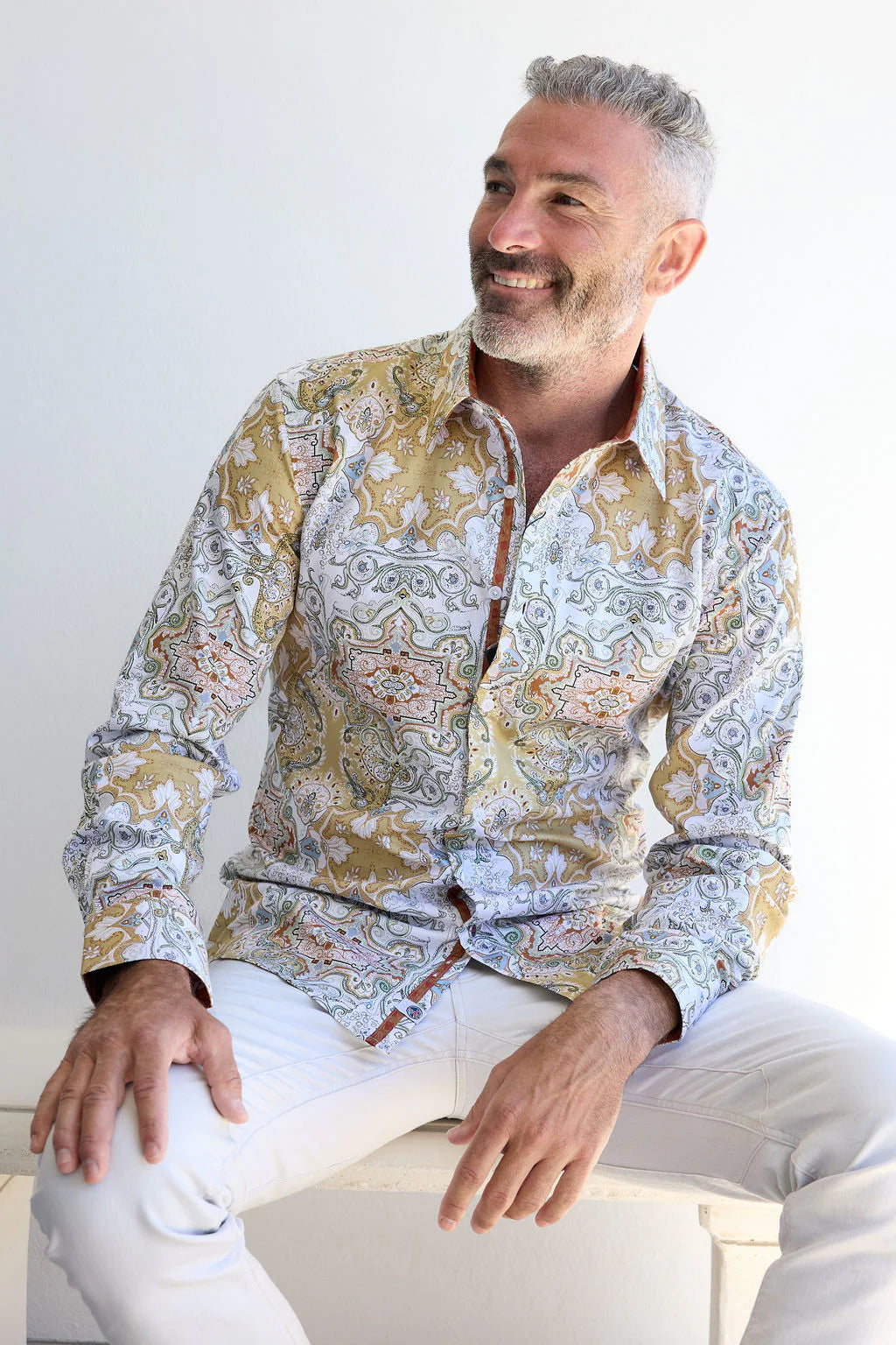 John Lennon Long Sleeve Shirt 'Crewe' in Ecru