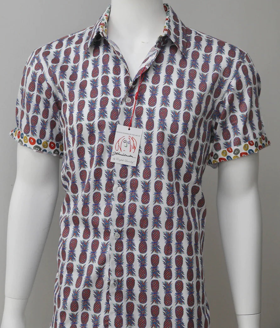 John Lennon Short Sleeve Shirt Pineapple Print 'Gateshead'