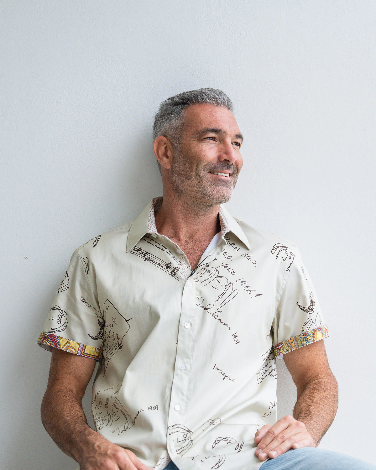 John Lennon Short Sleeve Shirt 'Four Lane' in Khaki