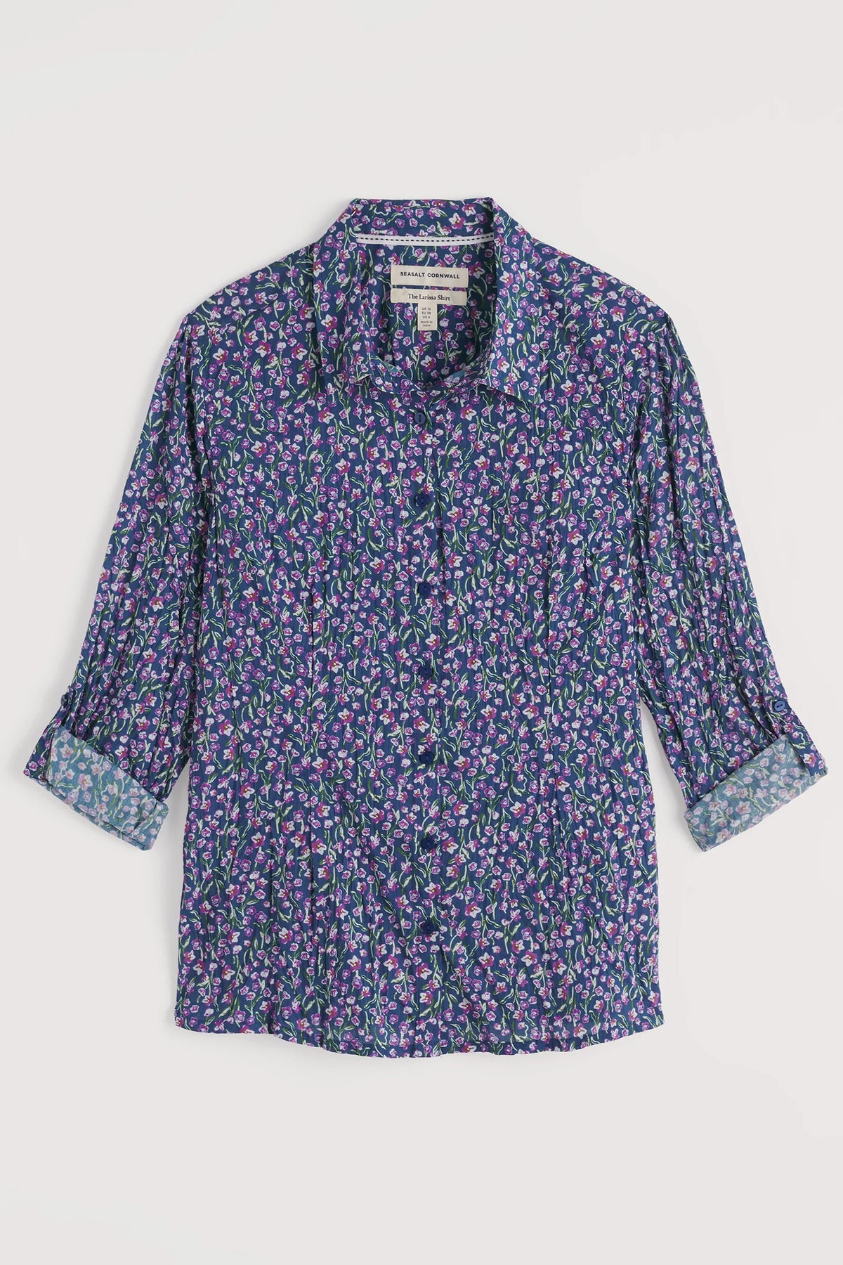 Seasalt Larissa Shirt in Flax Flower Bright Orchid