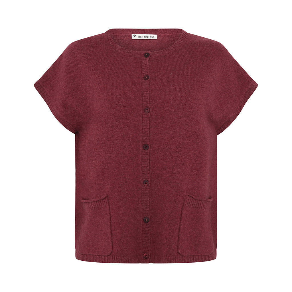 Mansted Yak-Blend  Haiku Button Vest in Ruby