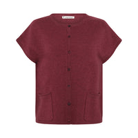 Mansted Yak-Blend  Haiku Button Vest in Ruby