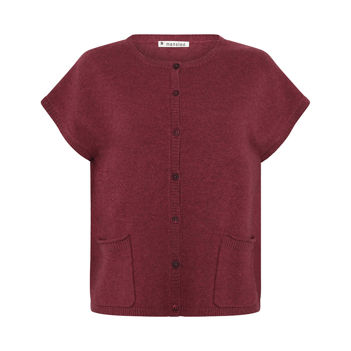 Mansted Yak-Blend  Haiku Button Vest in Ruby