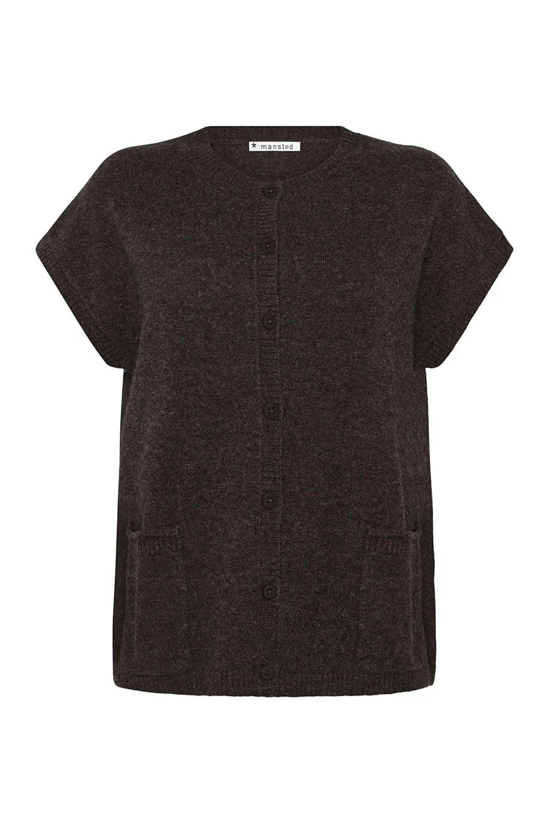 Mansted Yak-Blend  Haiku Button Vest Dark Brown