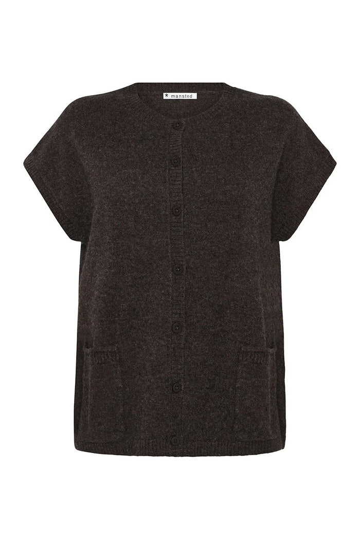 Mansted Yak-Blend  Haiku Button Vest Dark Brown