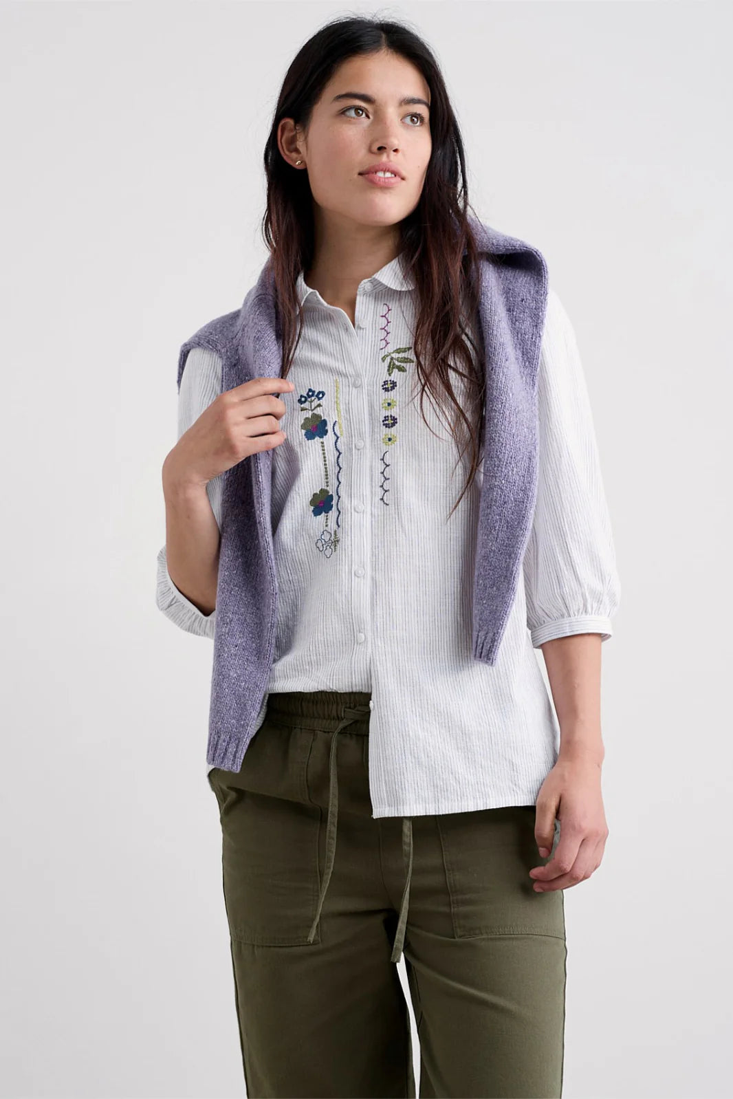 Hope Cottage Embroidered Blouse in Anthyllis Grape Thistle