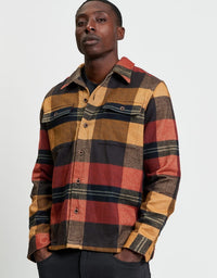 Heavy Brushed Check Overshirt in Burnt Orange