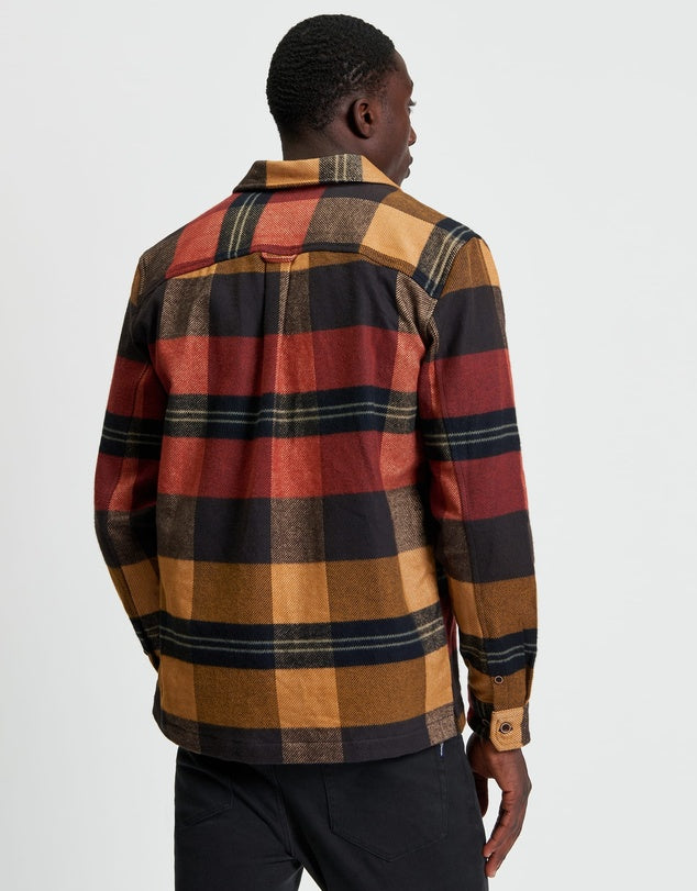 Heavy Brushed Check Overshirt in Burnt Orange