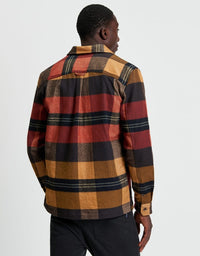 Heavy Brushed Check Overshirt in Burnt Orange