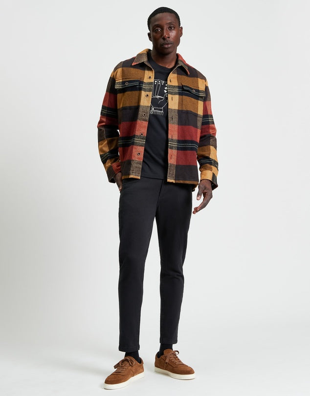 Heavy Brushed Check Overshirt in Burnt Orange