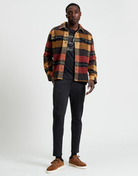 Heavy Brushed Check Overshirt in Burnt Orange