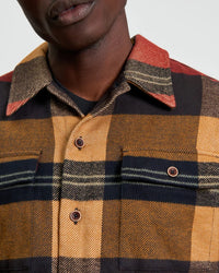 Heavy Brushed Check Overshirt in Burnt Orange