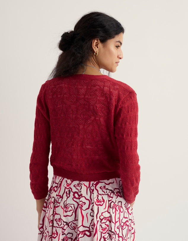Sweet Day Cardigan in Boat Red
