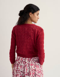 Sweet Day Cardigan in Boat Red
