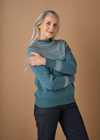 Uimi Ingrid Fair Isle Jumper - merino wool - duck egg