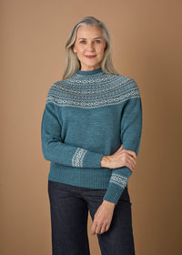Uimi Ingrid Fair Isle Jumper - merino wool - duck egg