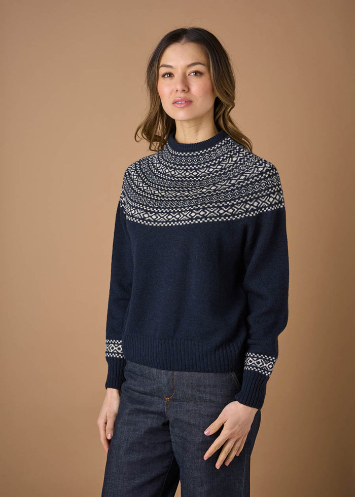 Uimi Ingrid Fair Isle Jumper - merino wool - Ink