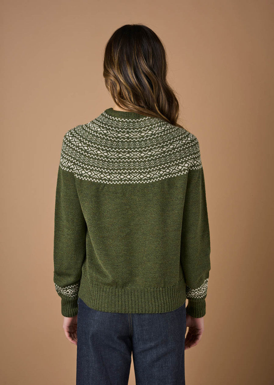 Uimi Ingrid Fair Isle Jumper - merino wool - Moss