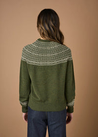 Uimi Ingrid Fair Isle Jumper - merino wool - Moss
