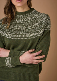 Uimi Ingrid Fair Isle Jumper - merino wool - Moss