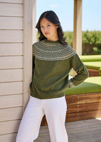 Uimi Ingrid Fair Isle Jumper - merino wool - Moss