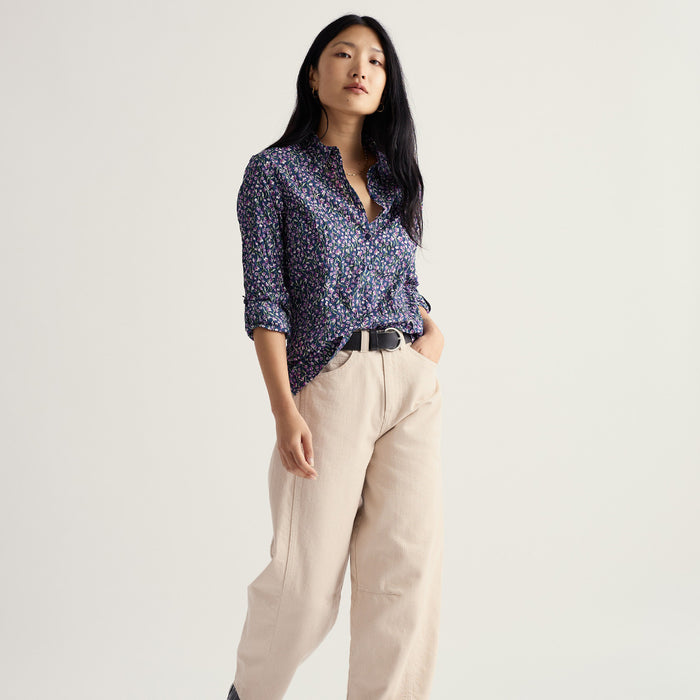 Seasalt Larissa Shirt in Flax Flower Bright Orchid