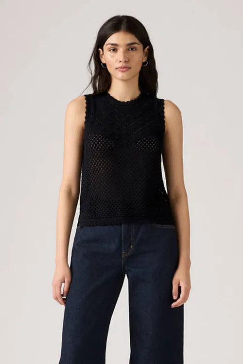 Ladies Levi's Adrienne Crochet Tank in Anthracite Night