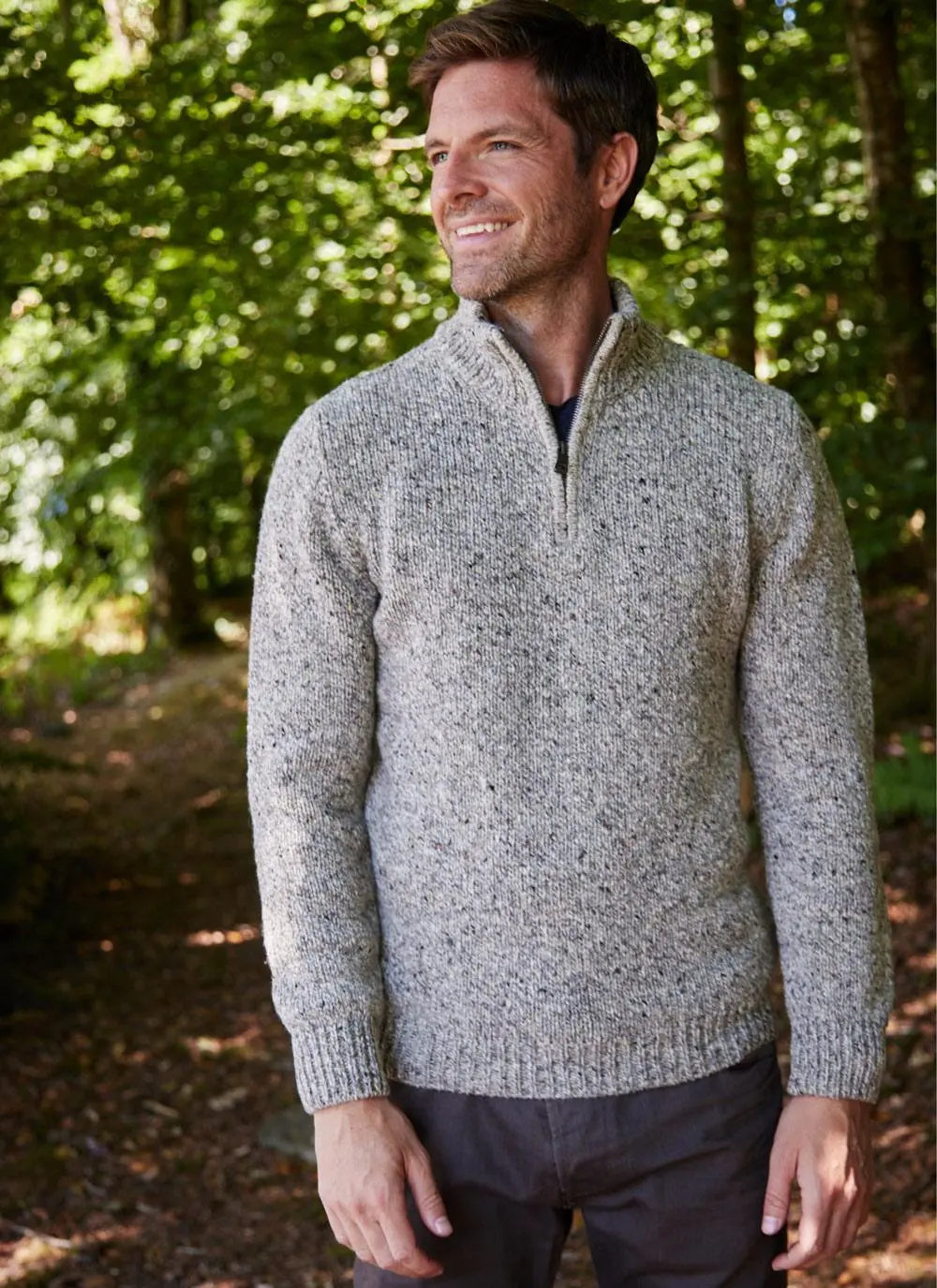 Fisherman Donegal Fleck Zip Neck Jumper